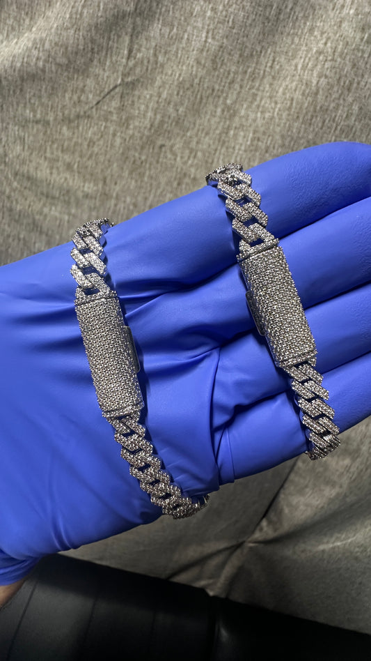 7/8 inch 8MM Moissanite Cuban Link Bracelet VVS1, 925 Silver