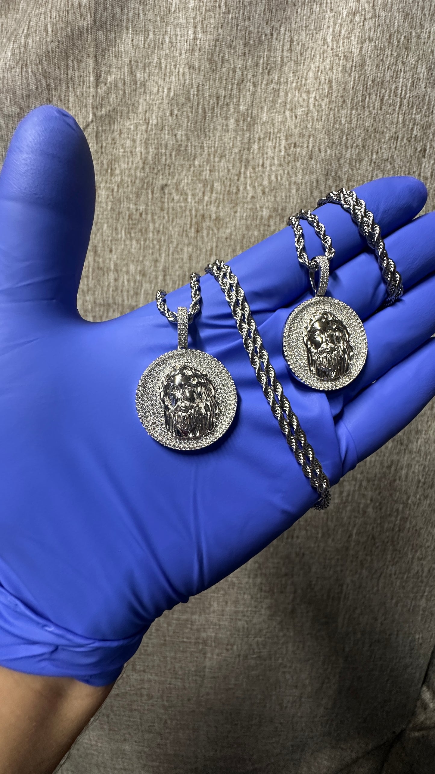 Iced Jesus Piece Pendant w/ 3MM Rope Chain (925 Silver VVS1 Moissanite)