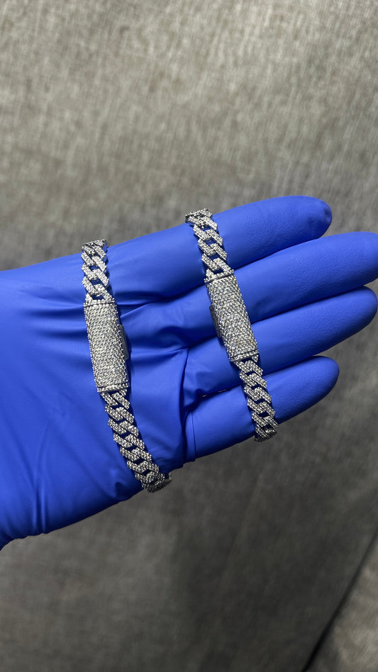 7/8 inch 8MM Moissanite Cuban Link Bracelet VVS1, 925 Silver