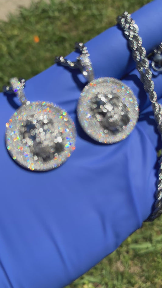 Iced Jesus Piece Pendant w/ 3MM Rope Chain (925 Silver VVS1 Moissanite)